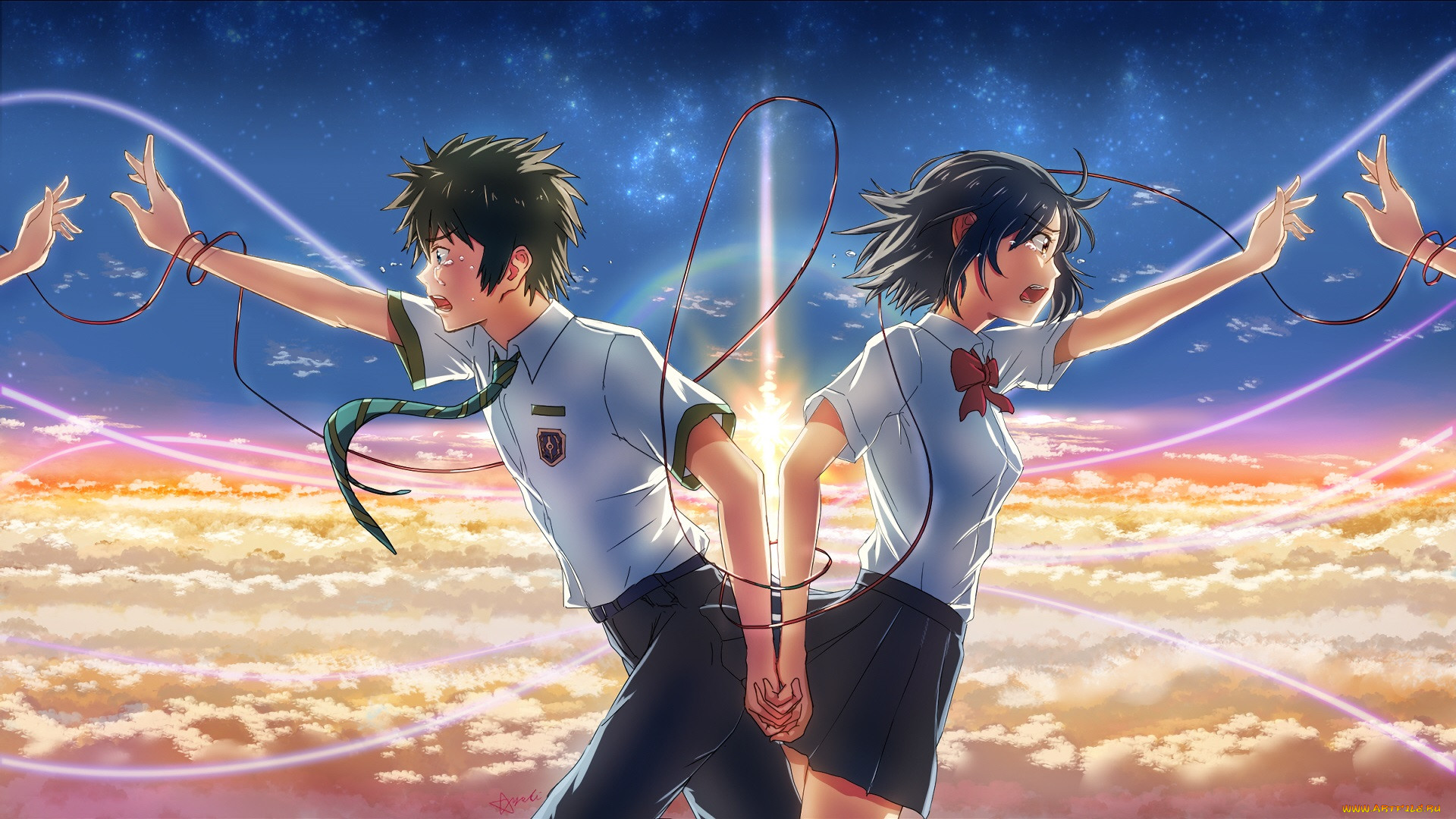 Обои Аниме Kimi no Na wa, обои для рабочего стола, фотографии аниме, kimi  no na wa, твоё, имя Обои для рабочего стола, скачать обои картинки заставки  на рабочий стол.